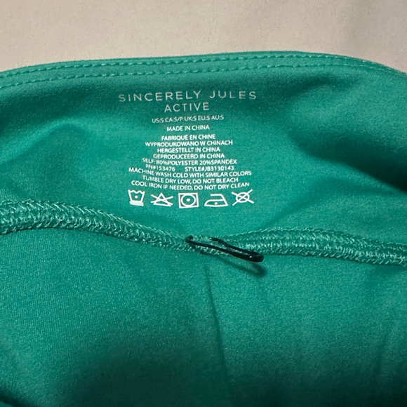 Sincerely Jules Women’s Active Sports Bra Green Size S Square Neck Ruched Straps - Picture 3 of 3